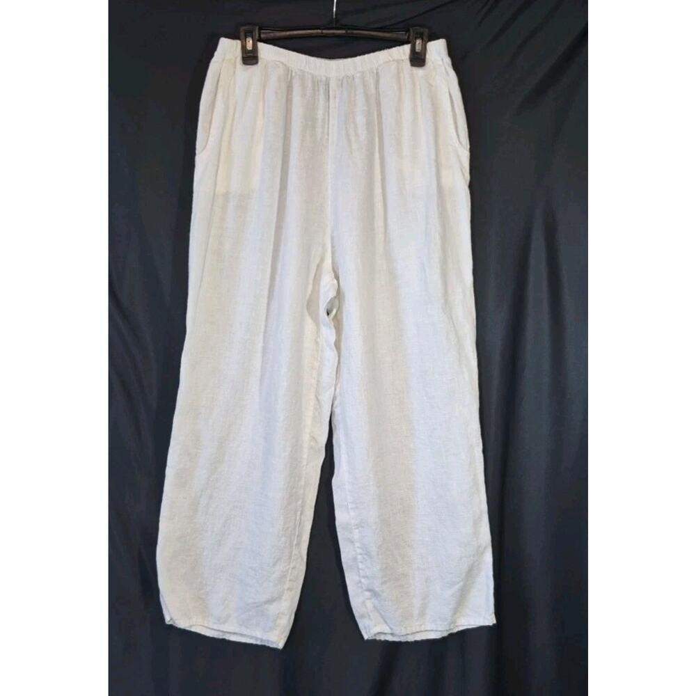 Flax Flowing White Wide Leg Linen Pants Medium - Picture 2 of 10